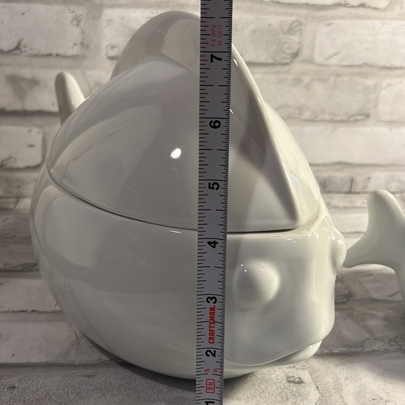 Cordon Bleu white stoneware fish tureen dish casserole display storage MCM style - Picture 3 of 11